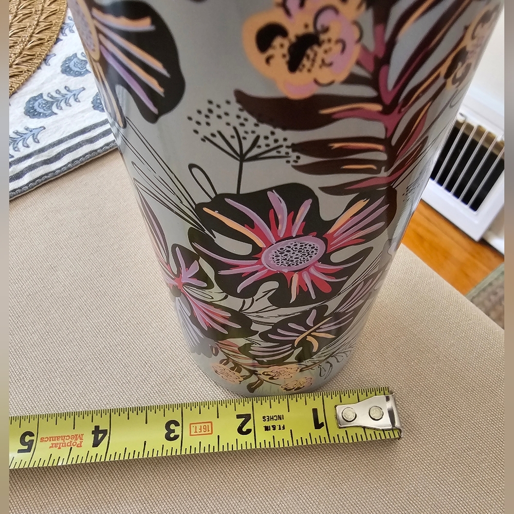 GUC Vera Bradley Stainless Steel Water Bottle Sun Washed Tropical Gray Flowers - Picture 10 of 13